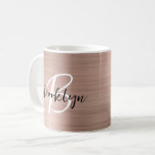 Mug Monogramme de style métallisé or rose brossé (Devant gauche)