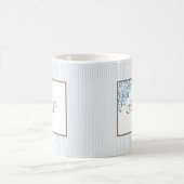 Mug Monogramme de style script Fleur de Lis à rayure b (Centre)
