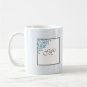 Mug Monogramme de style script Fleur de Lis à rayure b (Gauche)
