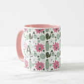 Mug Monogramme de succulents de cactus mignons (Devant gauche)