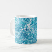 Mug Monogramme de texture bleu et Marbre blanc (Devant gauche)