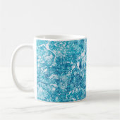 Mug Monogramme de texture bleu et Marbre blanc (Gauche)