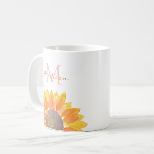 Mug Monogramme de tournesol (Devant gauche)