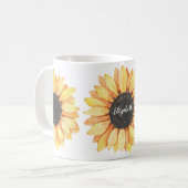 Mug Monogramme de tournesol personnalisé (Devant gauche)