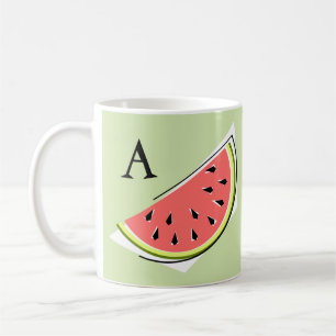 Mug Monogramme de tranche verte de pastèque