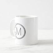 Mug Monogramme de typographie moderne noir et blanc (Devant gauche)