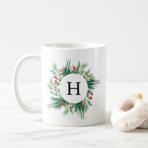 Mug Monogramme de vacances Mistletoe