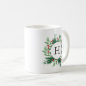Mug Monogramme de vacances Mistletoe (Devant droit)