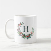 Mug Monogramme de vacances Red Robin Wreath (Gauche)
