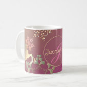 Mug Monogramme de vacances Snowflakes et rennes (Devant gauche)