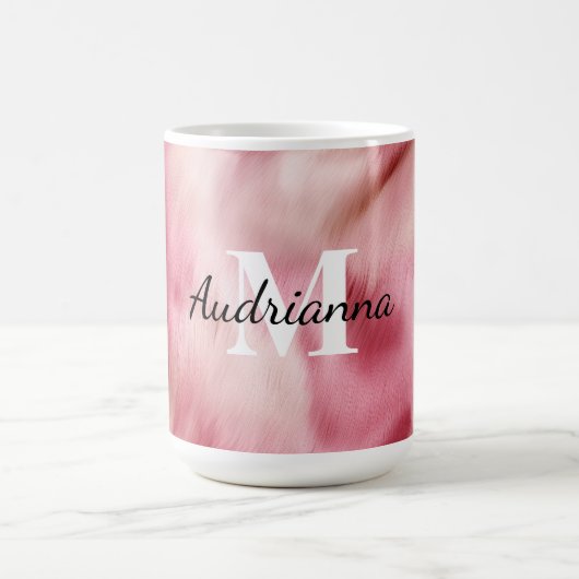 Mug Monogramme de vache rose chic (Centre)