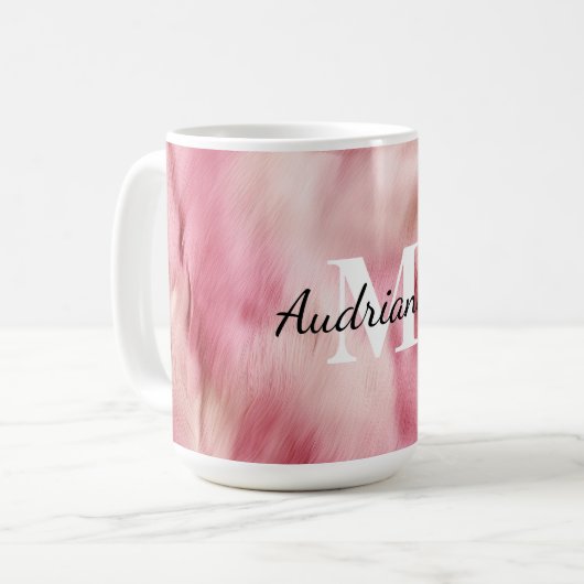 Mug Monogramme de vache rose chic (Devant gauche)