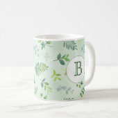 Mug Monogramme de verdure à l'aquarelle (Devant droit)