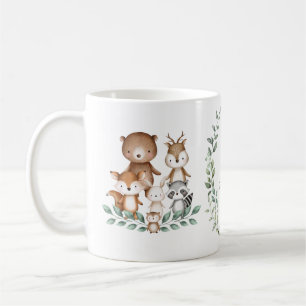 Mug Monogramme de verdure des forêts d'animaux de for