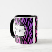 Mug Monogramme De Zèbres Violets Et Roses (Devant gauche)