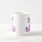 Mug Monogramme décoratif E coeurs & fleurs rose violet (Centre)