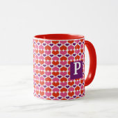 Mug Monogramme d'édredon de coeurs de Valentine (Devant droit)