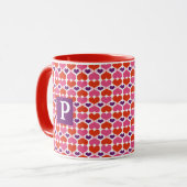 Mug Monogramme d'édredon de coeurs de Valentine (Devant gauche)