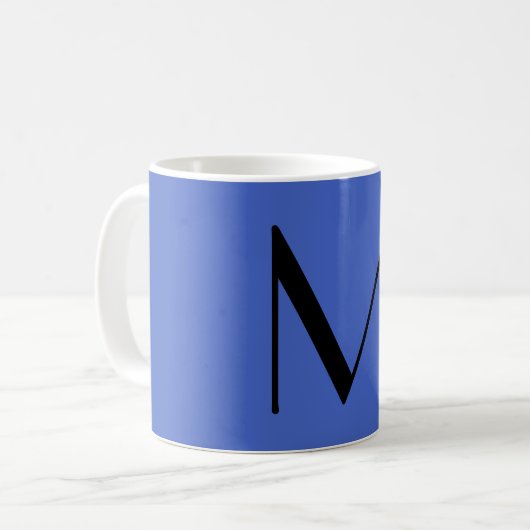 Mug Monogramme Deep Royal Black Modern Ajouter Nom ini (Devant gauche)