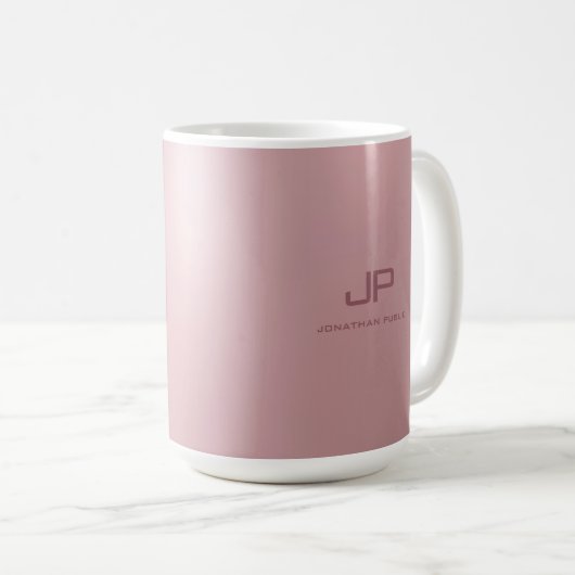 Mug Monogramme d'élégante or Rose personnalisé (Devant droit)