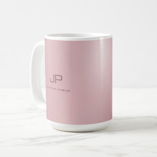 Mug Monogramme d'élégante or Rose personnalisé (Devant gauche)