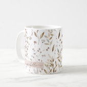 Mug Monogramme Delicate Fleurs sauvages Brown Feuilles (Devant gauche)