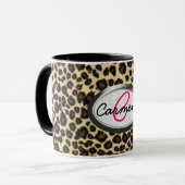 Mug Monogramme d'empreinte de léopard (Devant gauche)
