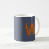 Mug Monogramme déplaisant avec collision orange sur bl (Devant droit)