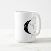 Mug Monogramme des étoiles de soleil de Lune noire et  (Devant droit)