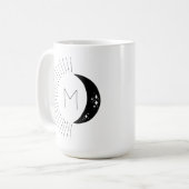 Mug Monogramme des étoiles de soleil de Lune noire et  (Devant gauche)