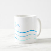 Mug Monogramme des vagues bleues (Devant droit)