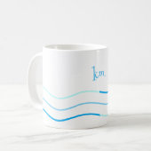 Mug Monogramme des vagues bleues (Devant gauche)