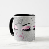 Mug Monogramme des yeux de Parties scintillant rose pâ (Devant gauche)