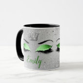 Mug Monogramme des yeux de Parties scintillant verte d (Devant gauche)