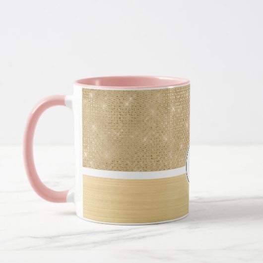 Mug Monogramme d'étincelle dorée (Gauche)