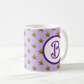 Mug Monogramme d'étoile céleste violet initial de fami (Devant droit)