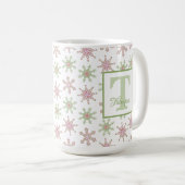 Mug Monogramme d'hiver Moderne Vacances Stylé Personna (Devant droit)