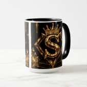 Mug Monogramme Diamant Couronne Lettre Dorée S Luxe (Devant droit)