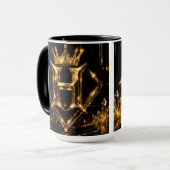 Mug Monogramme Diamant Couronne Lettre Dorée S Luxe (Devant gauche)