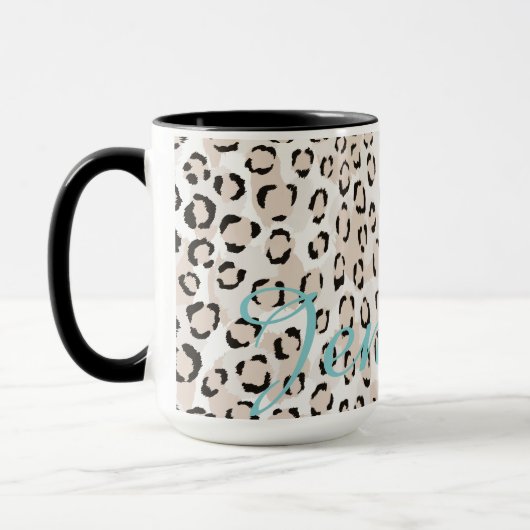 Mug monogramme d'impression chic de guépard noir et bl (Gauche)