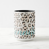 Mug monogramme d'impression chic de guépard noir et bl (Centre)