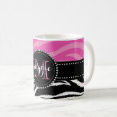Mug Monogramme d'impression de zèbre de roses indien (Devant droit)