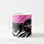 Mug Monogramme d'impression de zèbre de roses indien (Devant gauche)