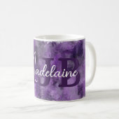 Mug Monogramme d'impressions violettes avec nom (Devant droit)