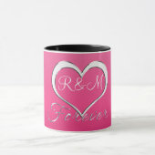 Mug Monogramme d'initiales de coeur de couples (Centre)