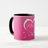 Mug Monogramme d'initiales de coeur de couples (Devant gauche)