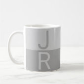Mug Monogramme d'initiales modernes Gris clair et Gris (Gauche)