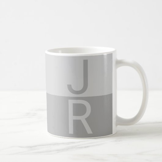 Mug Monogramme d'initiales modernes Gris clair et Gris (Droite)