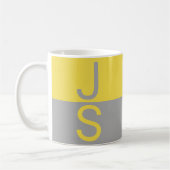 Mug Monogramme d'initiales modernes jaune et gris (Gauche)
