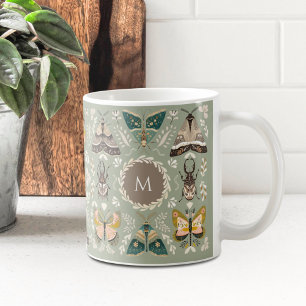 Mug Monogramme d'insecte d'art folklorique Cottagecore